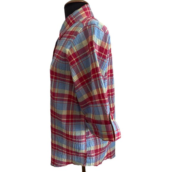Bon Worth Womens Plaid Button-Up Shirt Medium MP Cotton Polyester - Picture 2 of 7